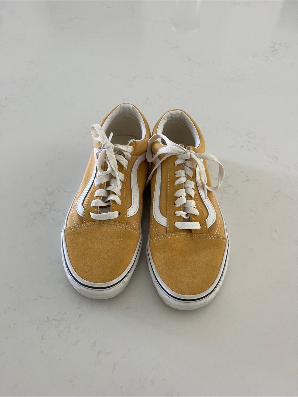 Vans Old Skool Suede Sneakers in Mustard Yellow and White
